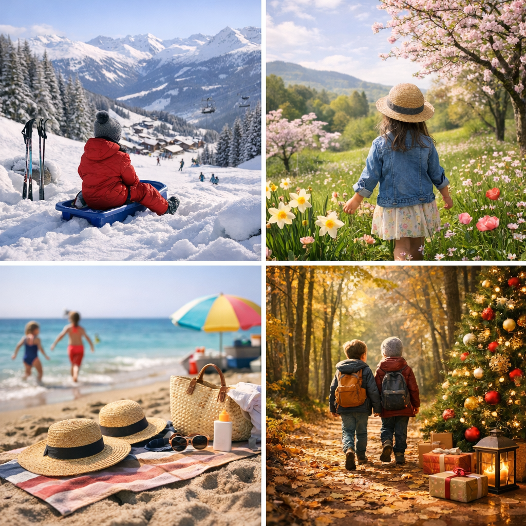 Calendrier 2022 par période&nbsp;: hiver, printemps, été, Toussaint et Noël