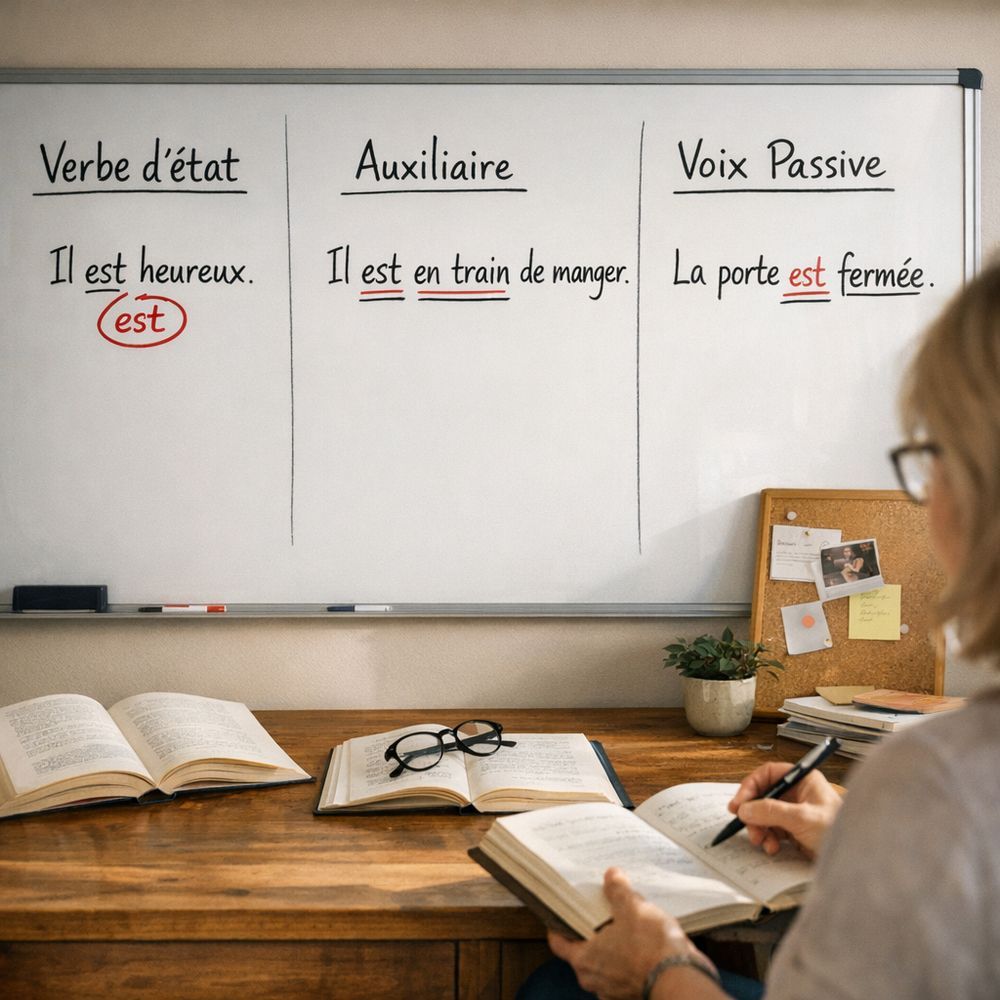 Verbe d’état, auxiliaire, voix passive : les trois usages à reconnaître
